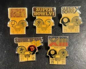 5 Dallas Cowboys Super Bowl NFL Super Bowl Starline Collector Pins, Vintage Rare - Picture 1 of 1
