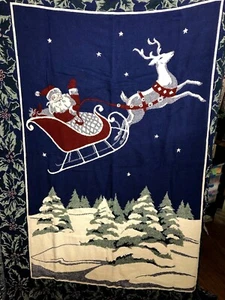 Christmas Cotton Throw 50x60 Santa Sleigh Ride in Original Plastic Bag - Picture 1 of 10