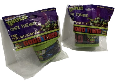 TEENAGE MUTANT NINJA TURTLES 30 Ft Crepe Paper Party Streamer NEW {2} Rolls - Image 1 of 2