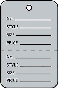 97 Perforated Tags Price Sale 1 ¾" x 2 ⅞” Two Part Grey Coupon Unstrung Gray - Picture 1 of 2