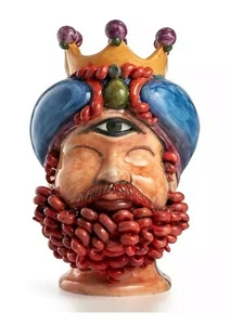 Keramik Vase Kopf von POLIPHEM künstlerischer dekorativer Übertopf Made in Italy.. - Bild 1 von 11