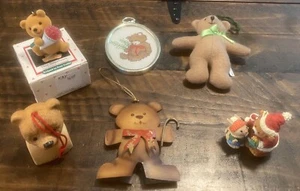 Lot of 6 Vintage Teddy Bear Christmas Ornaments 2 Hallmark , Dept. 56  + More - Picture 1 of 10