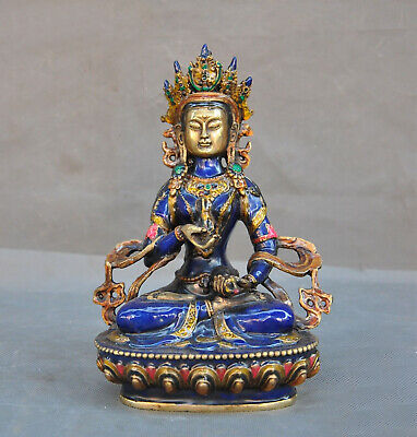 Tibetan Buddhism Bronze Cloisonne Gilt Vajrasattva Buddha Statues Tara Kwan-Yin • 104.14£