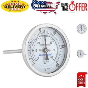 Adjustable 3" Bi-Metal Thermometer with Brass Stem for Precise Temperatures - Picture 1 of 9