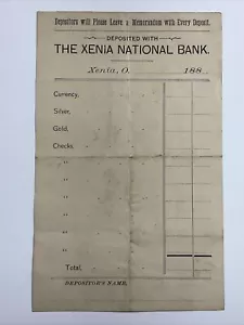 Xenia, Ohio 1880s Xenia National Bank Deposit Slip - Ephemera - Picture 1 of 4