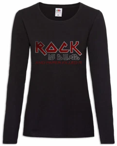 Rock is Dead and Paper Damen Langarm T-Shirt Fun Scissors Scissor Punk Band - Picture 1 of 1