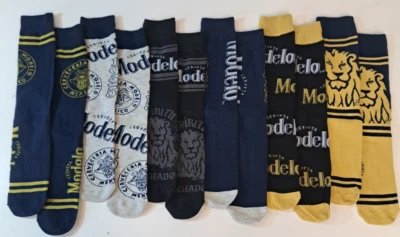 Modelo Beer Socks Men's Casual Crew Socks 6 Pairs Mens Size 8-12 Bioworld NEW - Image 1 of 4