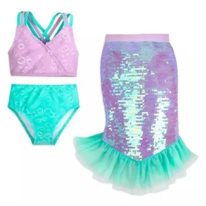 Disney Store Ariel Swimsuit with Tail Cover Up Sequin Costume Swimwear NEW - Picture 1 of 6