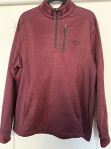 Callaway Brand Golf Men's Long Sleeve Pullover Burgundy L  3 Pocket 1/4 Zip NEW - Picture 1 of 7