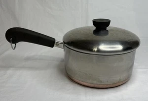 Revere Ware 2 Quart Qt Copper Clad Sauce Pan Pot with Lid 1801 Clinton Illinois - Picture 1 of 7