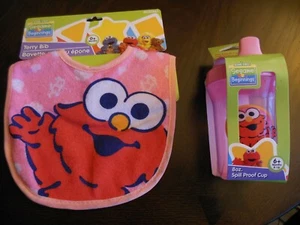  Baby * Terry Bib & Spill Proof Cup ** ELMO **  Free  Shipping  - Picture 1 of 5