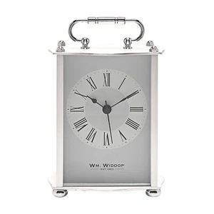 Widdop Silver Tone Quartz Battery Mantel Carriage Clock W2936S - Picture 1 of 3