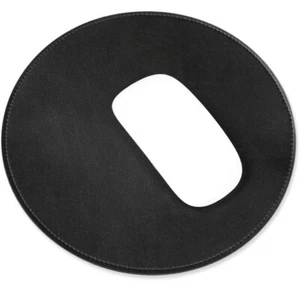 8.6” Black Leather Mouse Pad Retro Classic Circle Circular PC Laptop Mice Mat - Picture 1 of 4