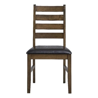 Silla auxiliar ACME Damica (Juego-2) en cuero sintético marrón y nogal Foto 1 de 4