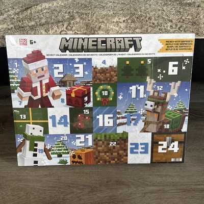 Mattel Minecraft Advent Calendar 3” Action Figures including Santa 24 Presents - Image 1 of 4