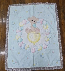 Vintage Precious Moments Crib Blanket Reversable With Different Patterns - Picture 1 of 12