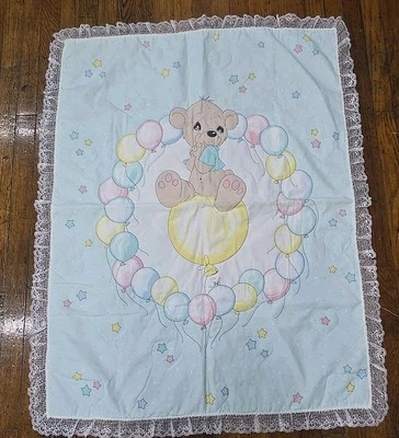 Vintage Precious Moments Crib Blanket Reversable With Different Patterns - Image 1 of 4