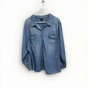 Torrid • Camisa Denim Algodón Lavado Medio Cambray Abotonada Cambray Talla 4X Plus - Imagen 1 de 10