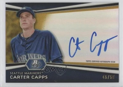 2012 Bowman Platinum Auto Prospects Gold Refractor /50 Carter Capps #AP-CC Auto - Image 1 of 2