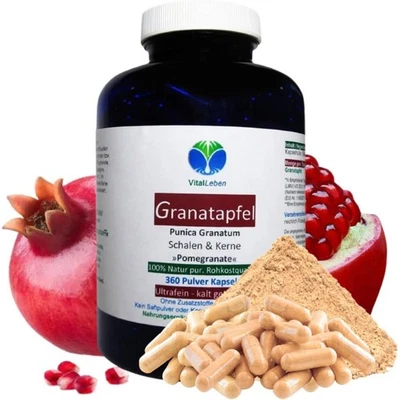 VITALLEBEN Granatapfel Kerne und Schale 360 Kapseln Ohne Zusatzstoffe Natur Pur. 27050-360
