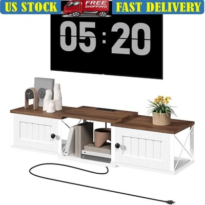 浮动电视支架带交流插座USB端口壁挂式媒体控制台存储 — 第 1/4 张图片