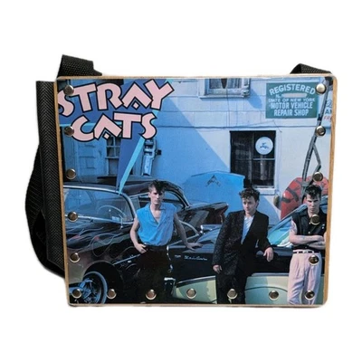 Custom Vintage Vinyl Record Shoulder Bag Unique Stray Cats Built For Speed LP - Image 1 of 4