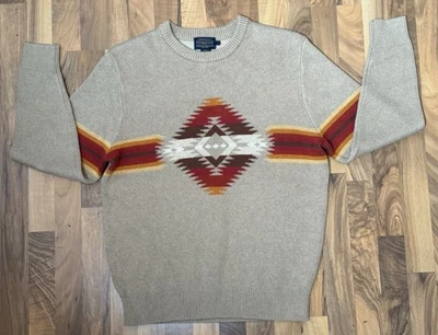 Pendleton 100% Cotton Southwest Aztec Sweater  Medium Tan Multicolor Pullover - Image 1 of 4