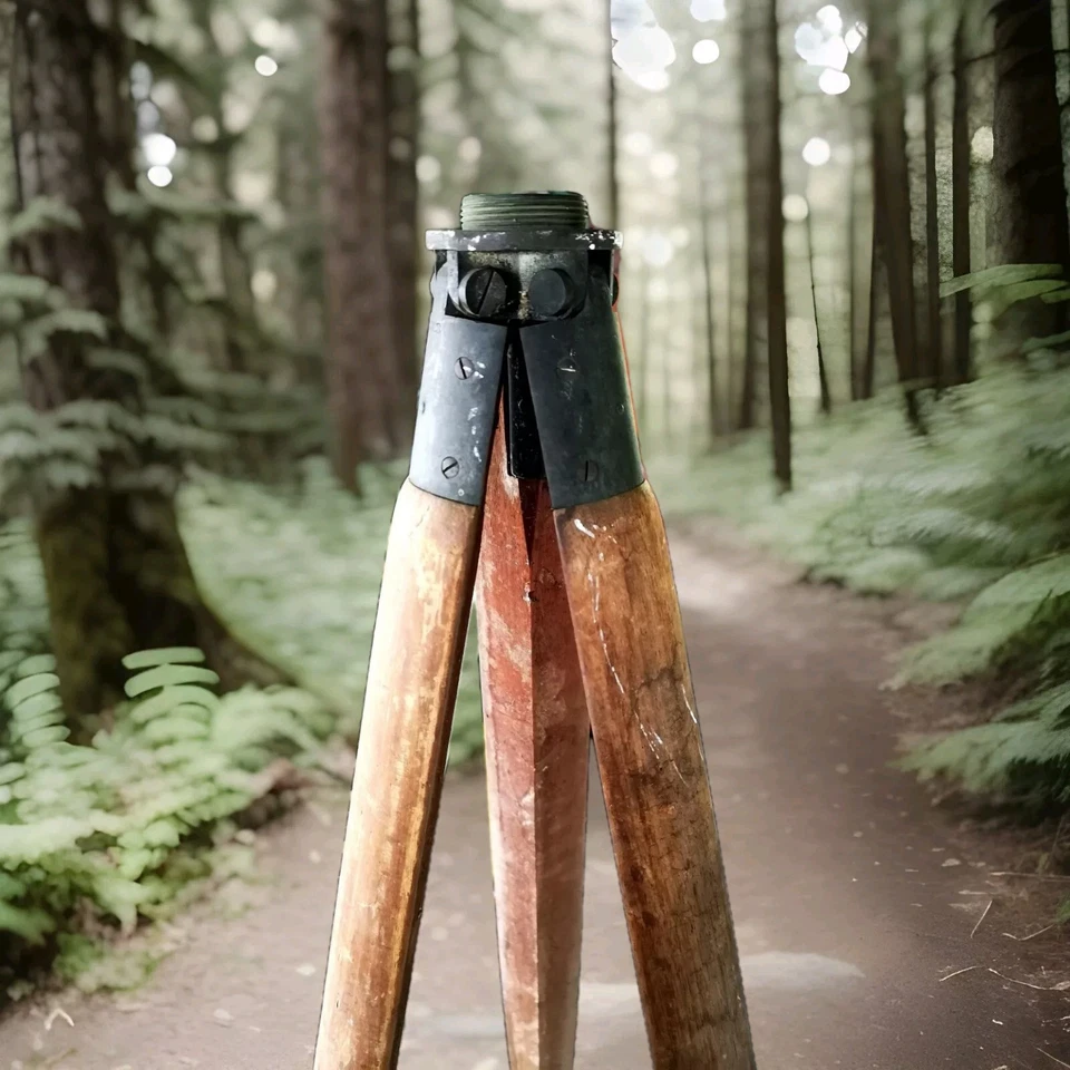 Trípode de teodolito victoriano madera inglesa soporte ideal lámpara soporte 153 cm aprox Foto 1 de 4