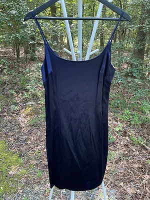 Mini Vestido Sin Mangas De Colección Y2K Nicole Miller Satinado Talla 6 Brillante Hecho en Unión EE. UU. Azul Marino S Foto 1 de 4