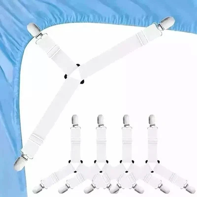 4Pcs Triangle Bed Sheet Mattress Holder Fastener Grippers Clips Suspender Straps - Image 1 of 4
