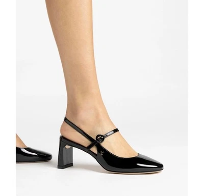 Salto Feminino Larroude Georgina Couro Patente Mary Jane 5.5 Preto Novo Sem Caixa - Imagem 1 de 4