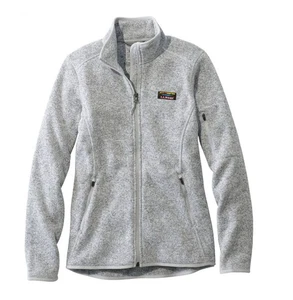 LL Bean Jacket Womens Large Petite Gray Fleece Zip Outdoors Windbreaker Hiking - Picture 1 of 10