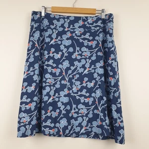 Weird Fish Reversible Skirt Womens UK 12 Blue Floral A Line Knee Length Casual - Picture 1 of 18