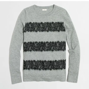 J Crew Pullover grau schwarz Spitze gestreift Größe XS - Bild 1 von 9