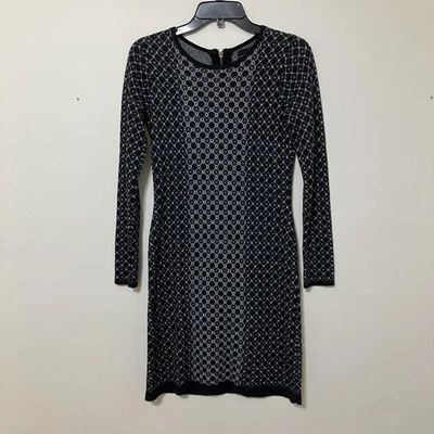 Cynthia Rowley Women's Long Sleeve Black White Patterned Sweater Dress XS - Image 1 of 3
