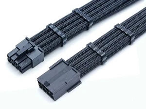 8 Pin ATX CPU PSU Extension Cable Black Sleeved Shakmods + 2 Cable Combs - Picture 1 of 7