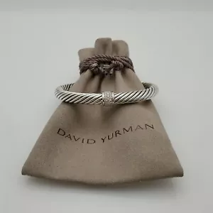 David Yurman Cable Classic Center Station Bracelet with Pave Diamond sz medium - Picture 1 of 8