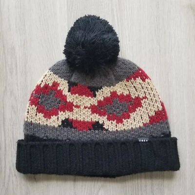 Obey Pom-Pom Gorro Bobble Sombrero Unisex Multicolor Negro Granate Tostado Gris OS OSFA Foto 1 de 4