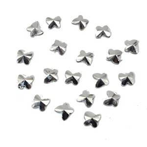 500 pcs Silver Acrylic Rivoli Butterfly Flatback Rhinestone Cabochons Gems 8mm - Picture 1 of 9