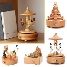 Wooden Carousel Music Box Wind Up Cartoon Musical Boxes Girl Kid Christmas Gifts