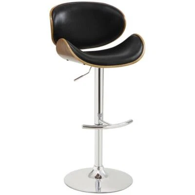 Coaster Faux Leather Curved Seat Adjustable Bar Stool in Black - Image 1 of 2