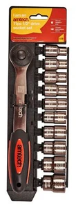 11Pc 1/2" Socket Set Chrome Vanadium Steel Professional Ratchet Handle Amtech - Picture 1 of 3