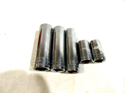 Craftsman 3pc 1/2dr Metric 6pt Deep Well Sockets 19-17-14 + 2-Shallow Well 15-14 - Image 1 of 3