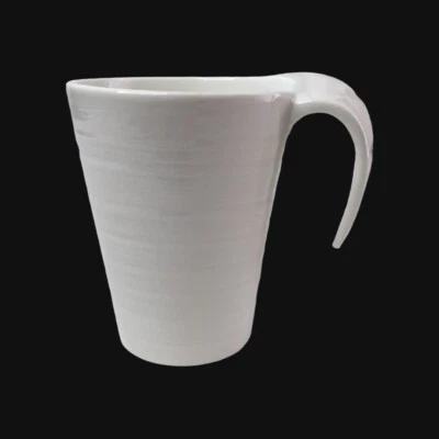 222 Fifth Coffee Cup Mug White Porcelain Tapered Curved Handle Ripple Design HTF - Image 1 of 4