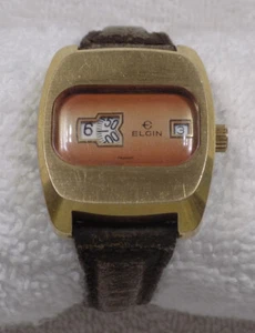 Vintage ELGIN Jump Hour Mechanical Date Watch * France * WORKS - Picture 1 of 8