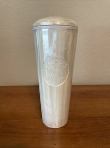 Starbucks Tumbler White Pearlescent Marbled Dome Cold Cup 24oz   - Picture 1 of 7