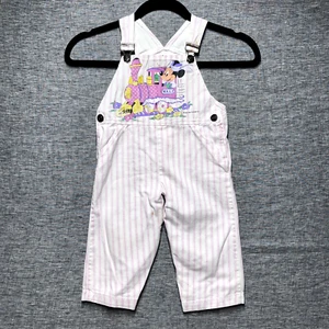 Minnie Mouse Overalls No Size Pink Striped Baby Walt Disney 1984 Vintage RARE - Picture 1 of 18