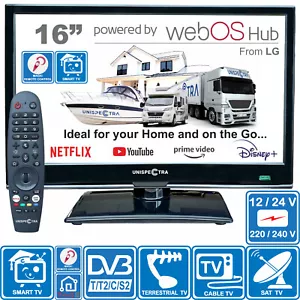 Unispectra® 16" Smart TV (webOS), Magic Remote 12V TV for Motorhome, Truck, Boat - Picture 1 of 9