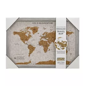 Splosh Grey Travel World Map Cork Board con alfileres - Novedad Idea de regalo de Navidad - Imagen 1 de 1