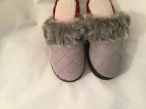 Dearfoams Women's Quilted Velour Clog w/ Faux Fur Cuff Foam Slippers L 9-10 - Picture 1 of 6